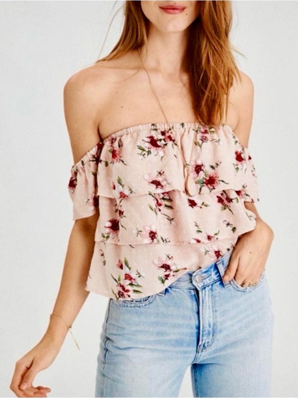 NWT American Eagle Pink Off the Shoulder Blouse